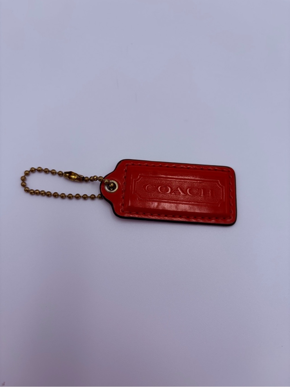 Coach Red Leather Hangtag Bag Charm Keychain Vintage